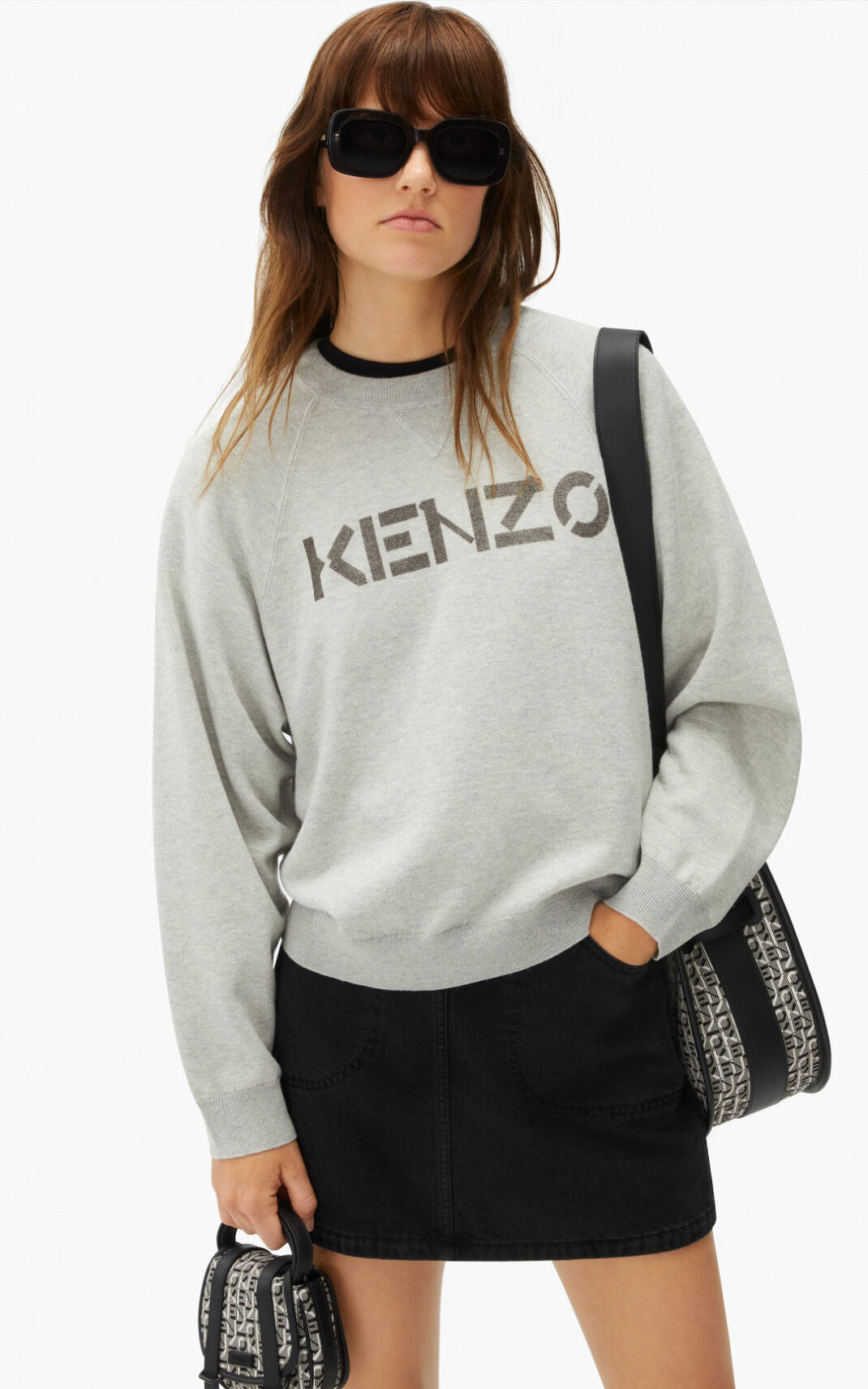 Kenzo Logo merino wool Striktrøje Dame - Grå DK-589747